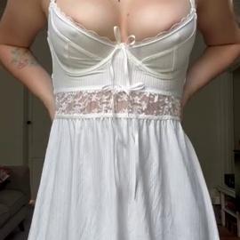 Belle2525 Wearing White Dress & Thong